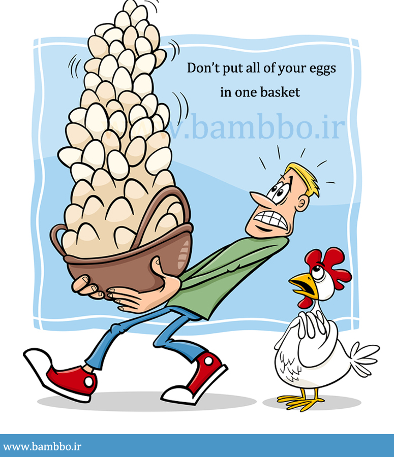 معادل انگلیسی ضرب المثل تمام تخم مرغ های خود را در یک سبد نگذارید.